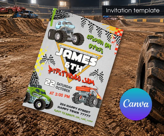 Monster Jam  Monster Truck Invitation mockup