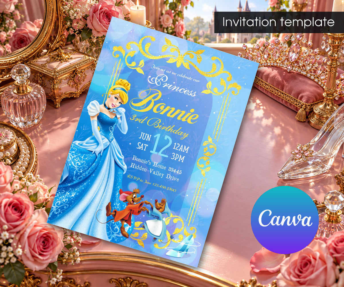 Cinderella Princess Invitation mockup