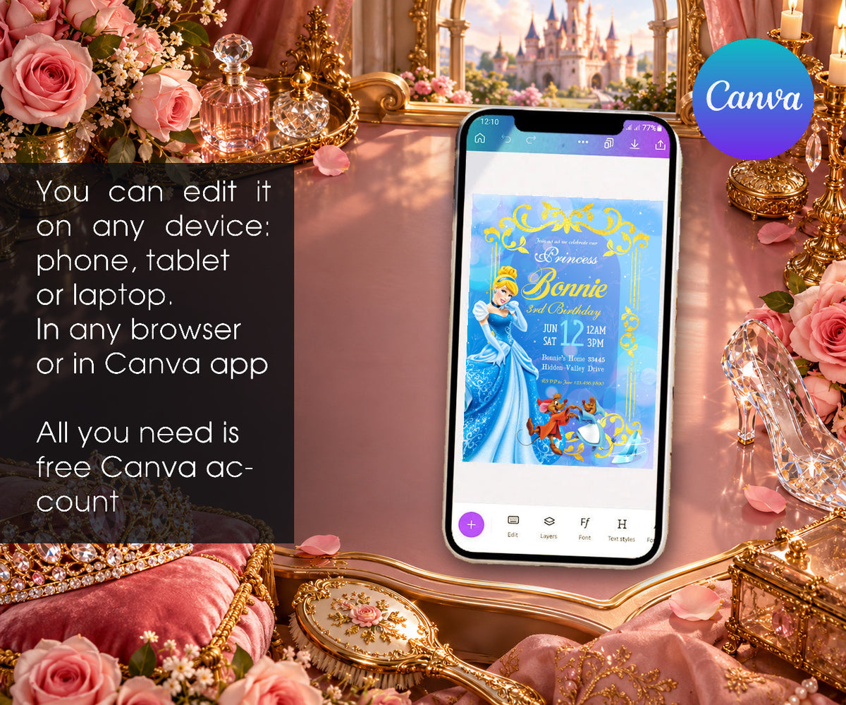 Cinderella Princess Invitation mockup