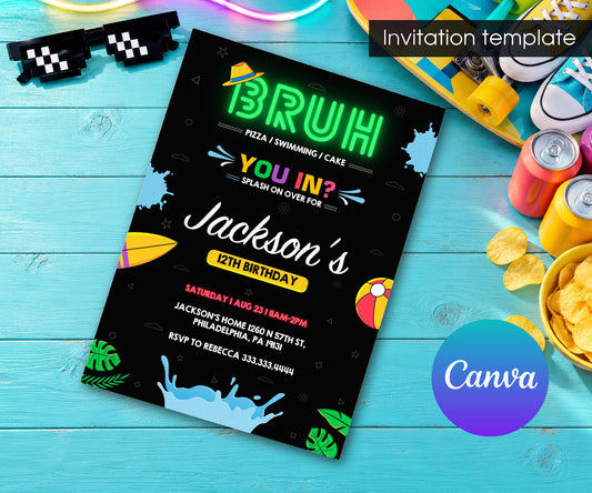 Bruh Pool Invitation mockup