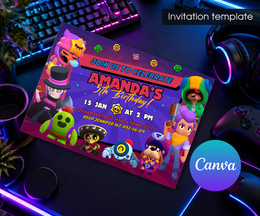 Brawl Stars Gamer Invitation mockup