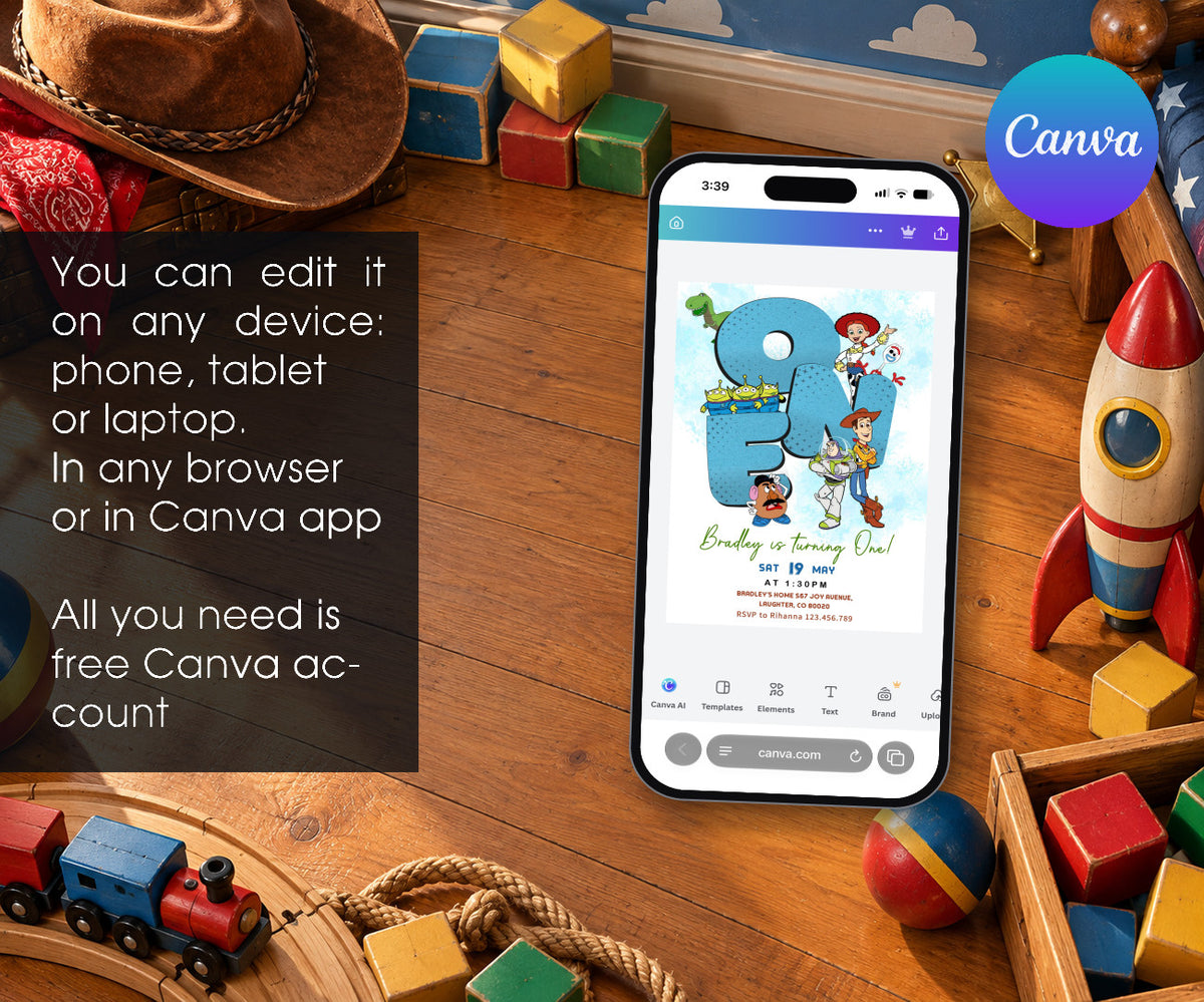 Toy Story Woody Invitation mockup