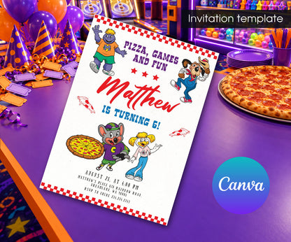 Chuck E. Cheese Invitation mockup