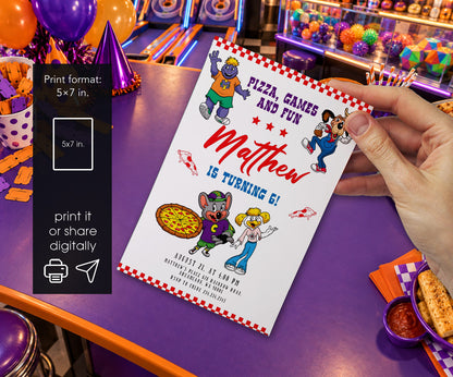 Chuck E. Cheese Invitation mockup