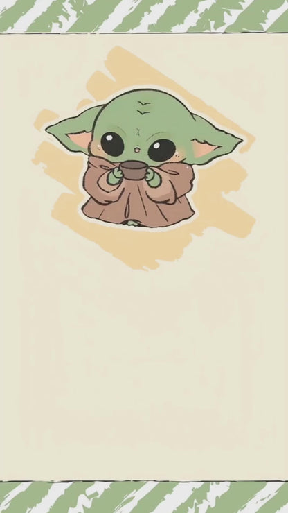 Baby Yoda Striped Stars Animated Fourth Birthday Invitation | Canva