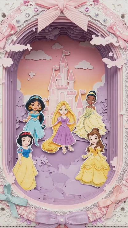 Disney Princess Pink Castle Arch Animated Fifth Birthday Invitation | Canva
