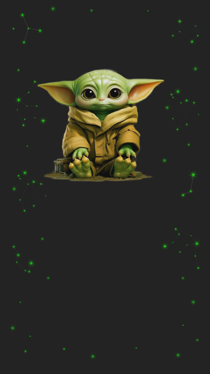 Baby Yoda Green Galaxy Animated Fifth Birthday Invitation | Canva
