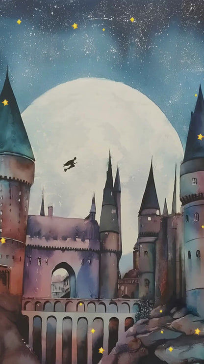 Harry Potter Moonlit Castle Scroll Animated Seventh Birthday Invitation | Canva