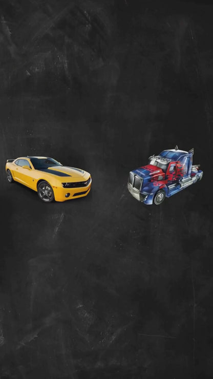 Transformers Chalkboard Car-to-Robot Animated Seventh Birthday Invitation | Canva
