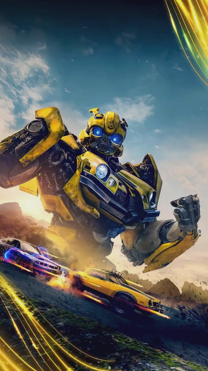 Transformers Bumblebee Action Animated Fifth Birthday Invitation | Canva