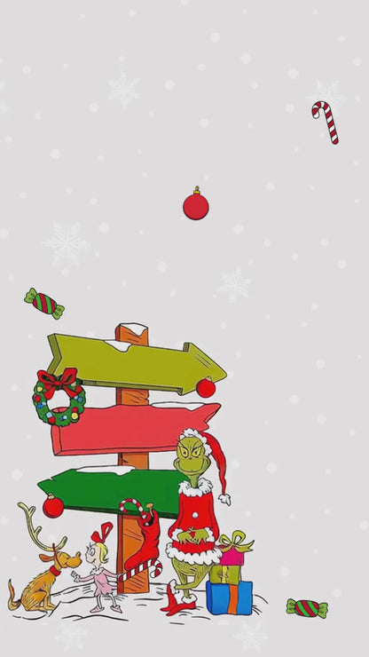 Grinch Signpost Ornament Animated Eighth Birthday Invitation | Canva