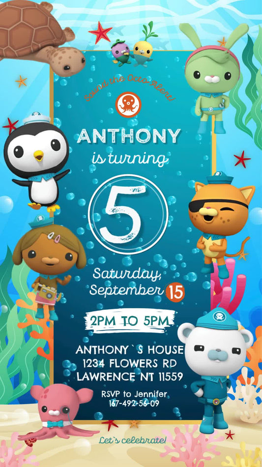 Octonauts Animated Birthday Invitation | Editable Canva Video
