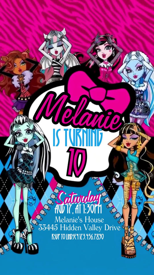 Monster High Animated Birthday Invitation | Editable Canva Video