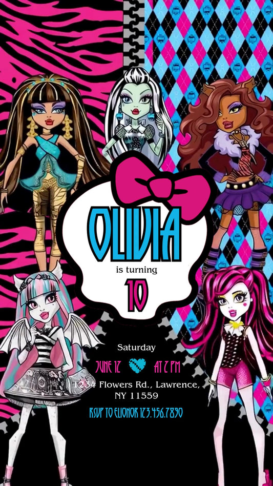 Monster High Neon Animated Birthday Invitation | Canva Video