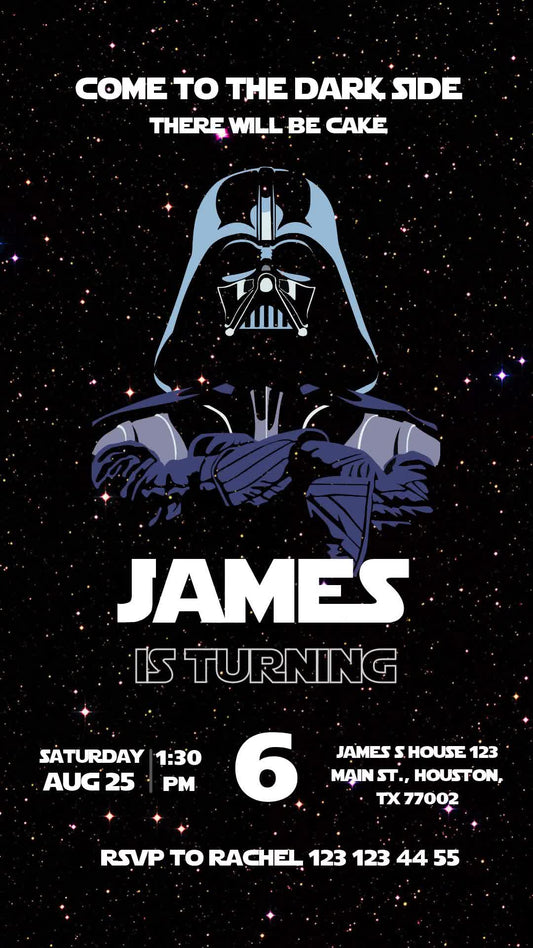 Star Wars Darth Vader Animated Birthday Invitation | Editable Canva Video