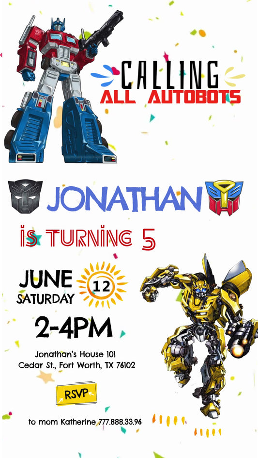 Transformers Animated Birthday Invitation | Editable Canva Video