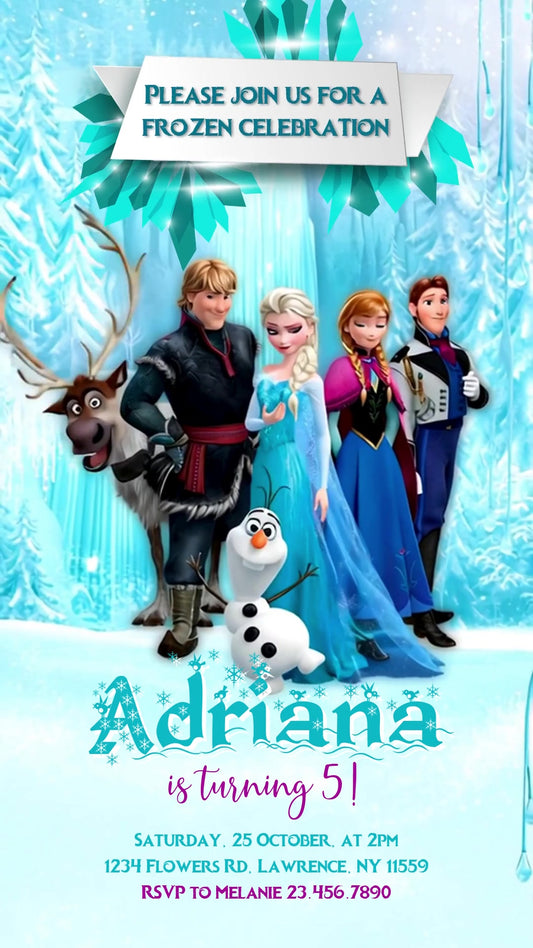 Frozen Animated Birthday Invitation | Editable Canva Video