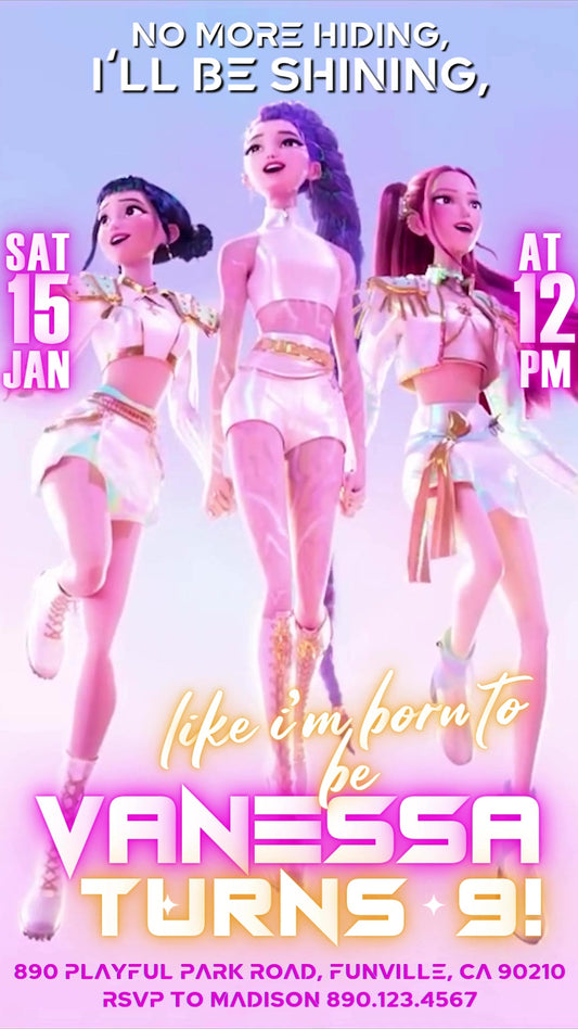 K-pop Demon Hunters Animated Birthday Invitation | Editable Canva Video
