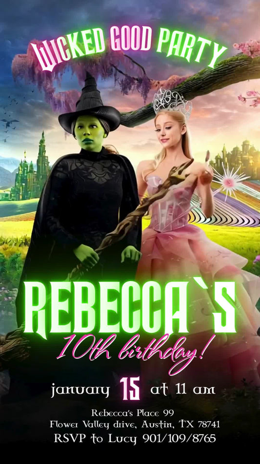 Wicked Fantasy Landscape Animated Birthday Invitation | Editable Canva Video