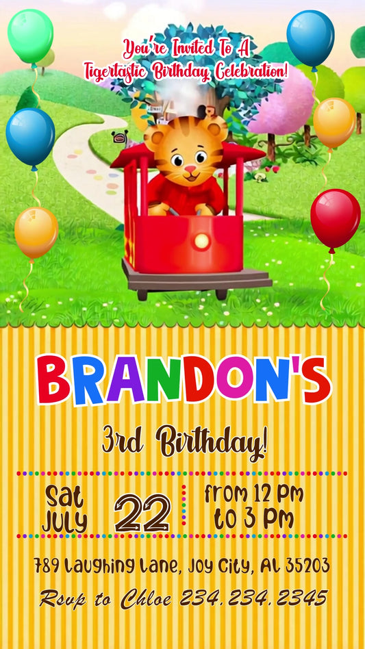 Daniel Tiger Trolley Animated Birthday Invitation | Canva