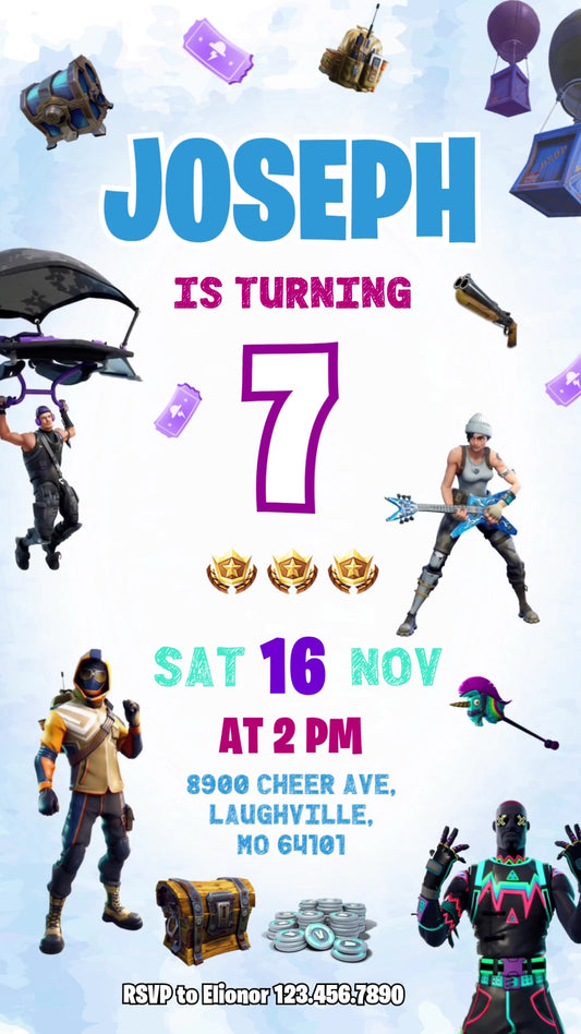Fortnite Character Border Animated Birthday Invitation | Canva