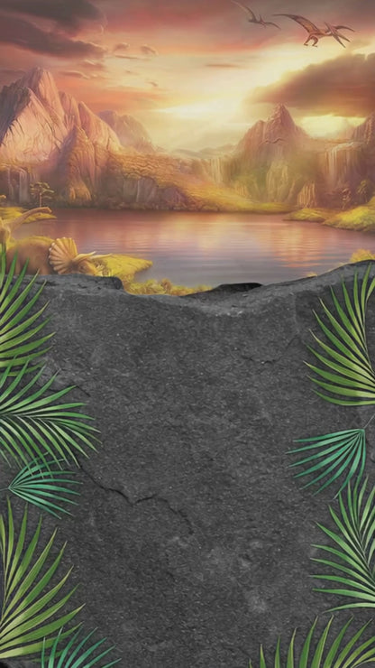 Jurassic Volcano Dinosaur Trio Animated Seventh Birthday Invitation | Canva