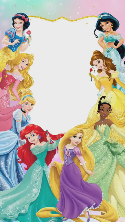 Disney Princess Royal Frame Animated Fifth Birthday Invitation | Canva