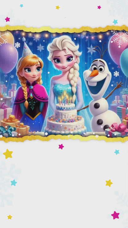 Frozen Cake Celebration Animated Fifth Birthday Invitation | Canva