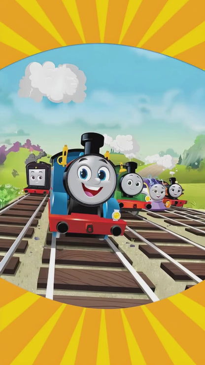 Thomas Train Sunburst Friends Animated Fifth Birthday Invitation | Canva