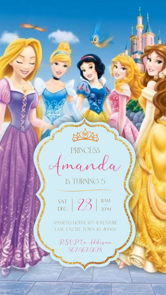 Disney Princess Castle Animated Birthday Invitation | Canva Template