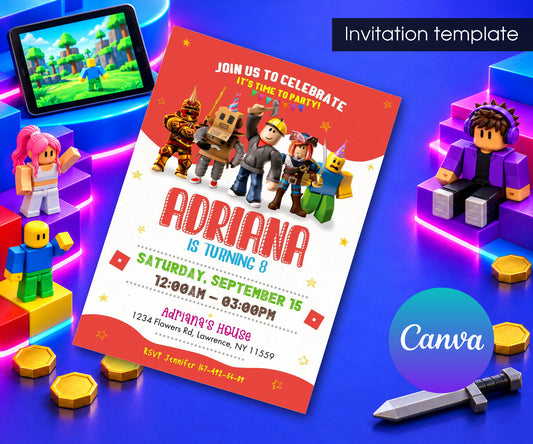 Roblox Gamer Invitation mockup