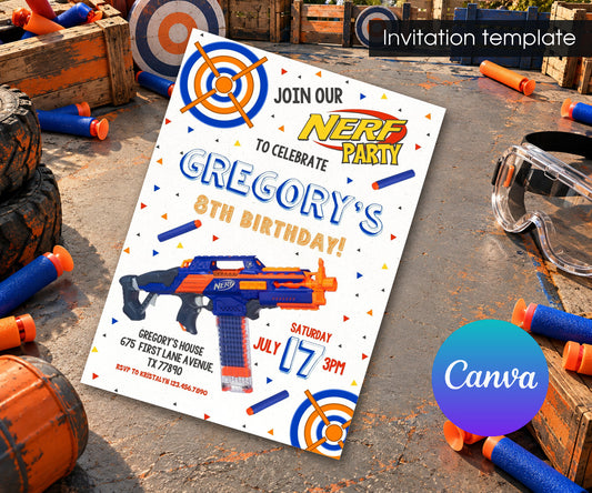 NERF Dart Wars Invitation mockup
