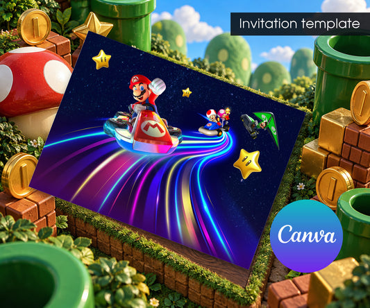 Mario Kart Gamer Invitation mockup