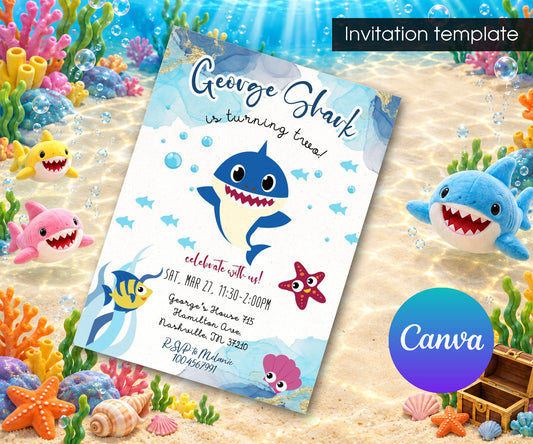 Baby Shark Invitation mockup