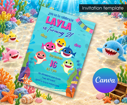 Baby Shark Invitation mockup