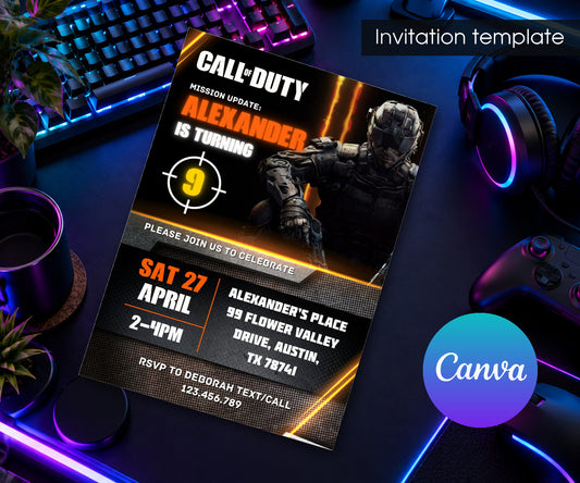 Call of Duty Gamer Invitation mockup