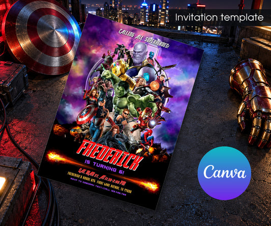 Avengers Marvel Superhero Invitation mockup