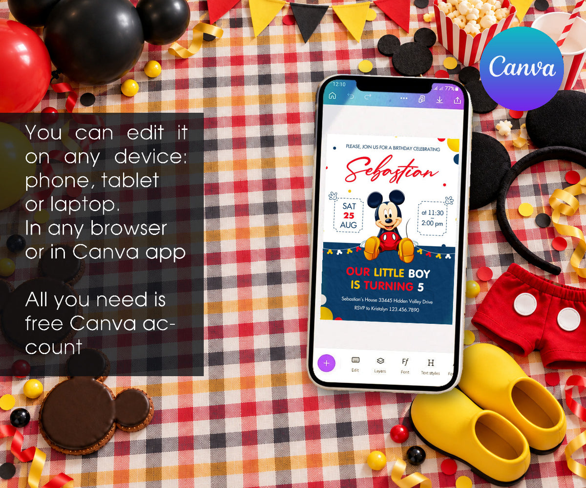 Mickey Mouse and Friends Invitation mockup