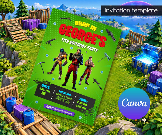 Fortnite Gamer Invitation mockup