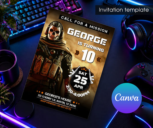 Call of Duty Gamer Invitation mockup