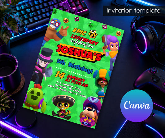 Brawl Stars Gamer Invitation mockup