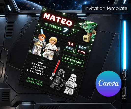 Star Wars Darth Vader Lego Minifigures Invitation mockup