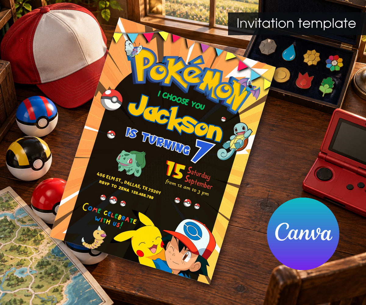 Pokemon Pikachu Invitation mockup