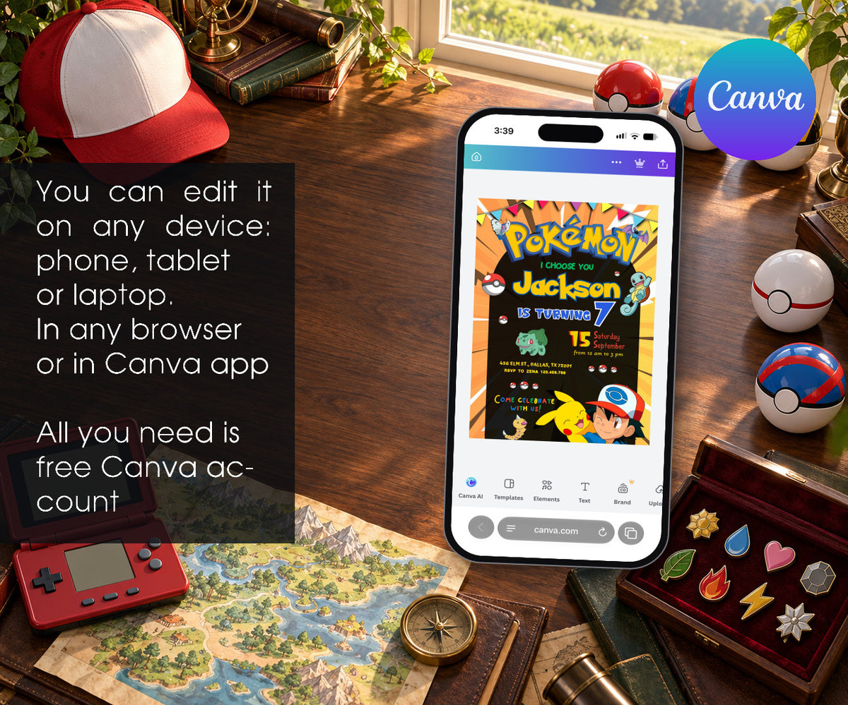 Pokemon Pikachu Invitation mockup