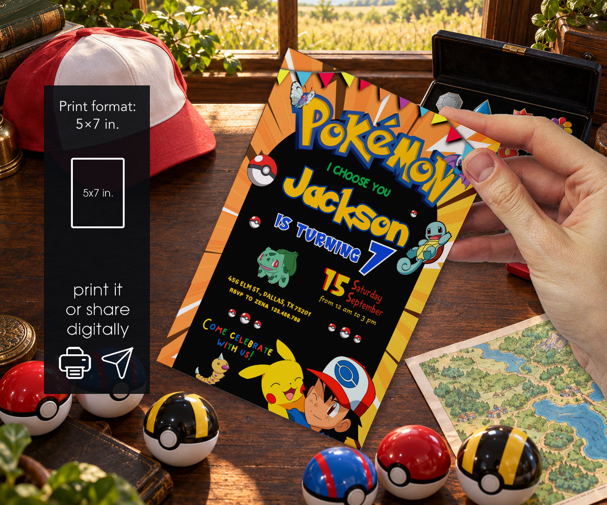 Pokemon Pikachu Invitation mockup