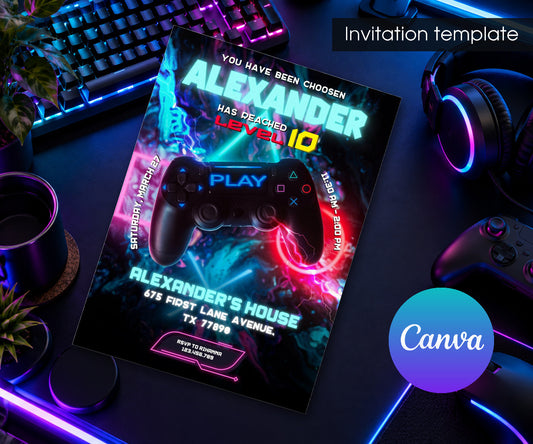 Gamer Party Invitation mockup
