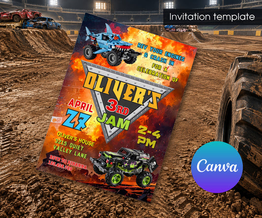 Monster Jam Monster Truck Invitation mockup