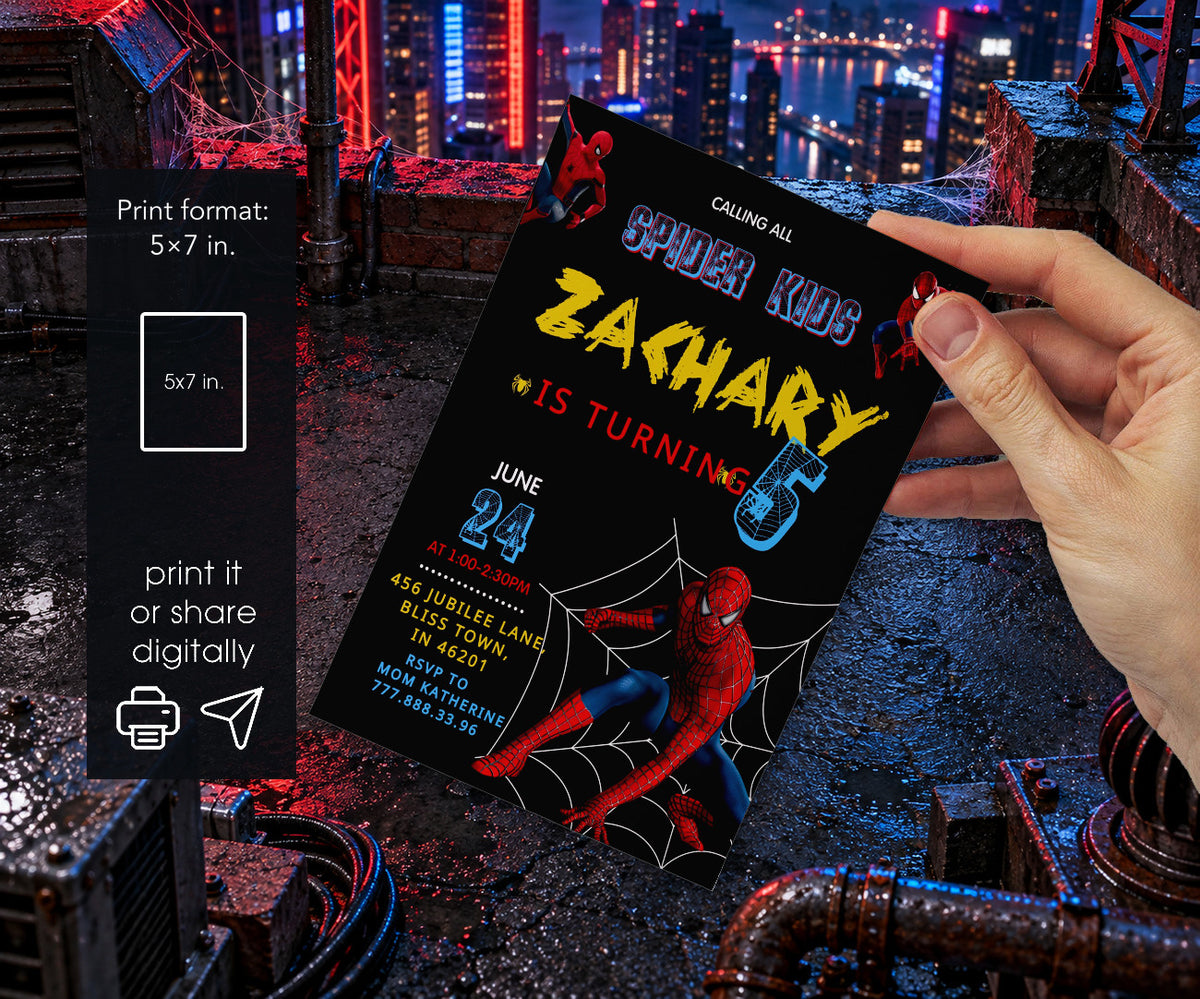 Spider-Man Spiderman Marvel Superhero Invitation mockup