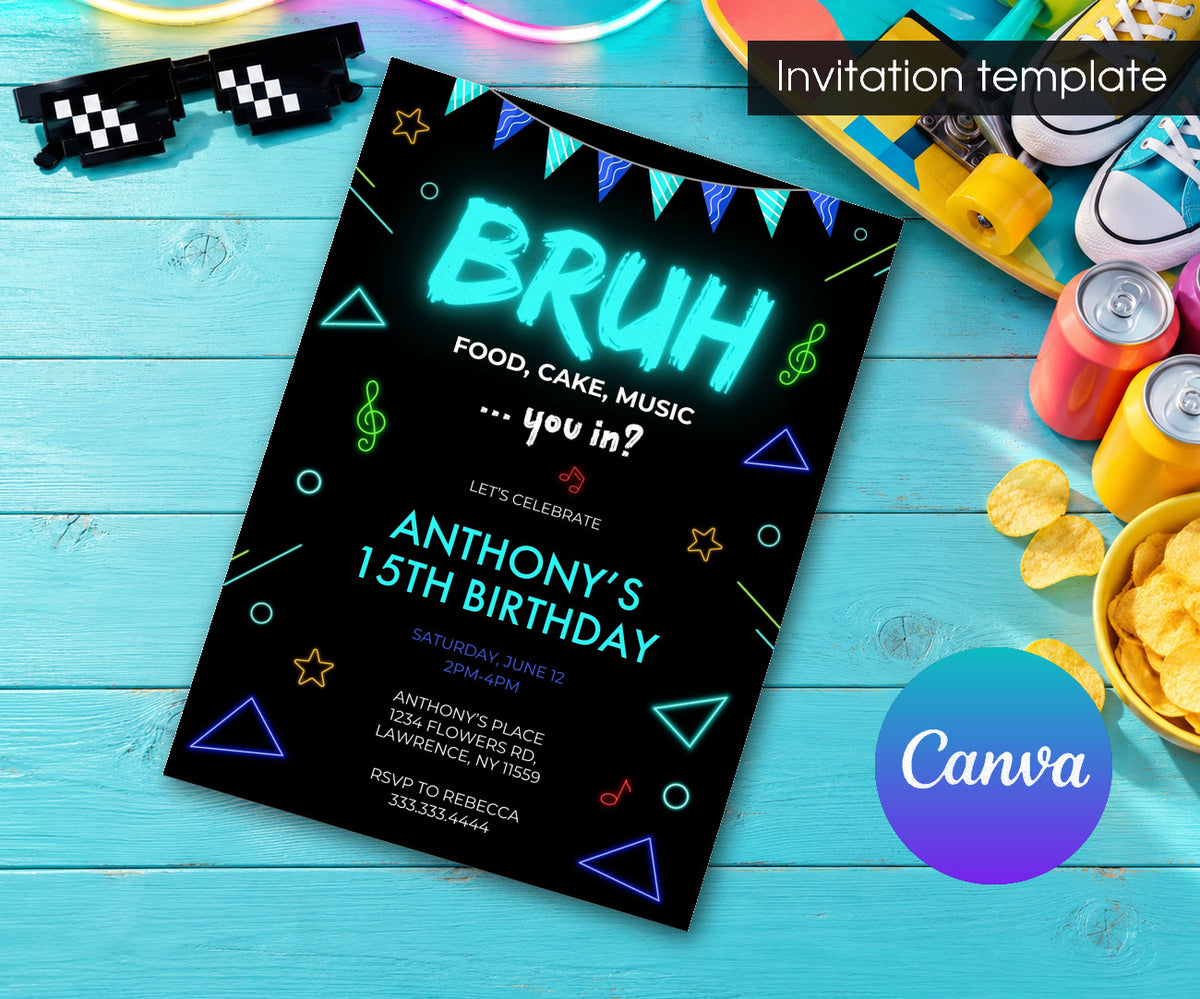 Bruh Music Invitation mockup