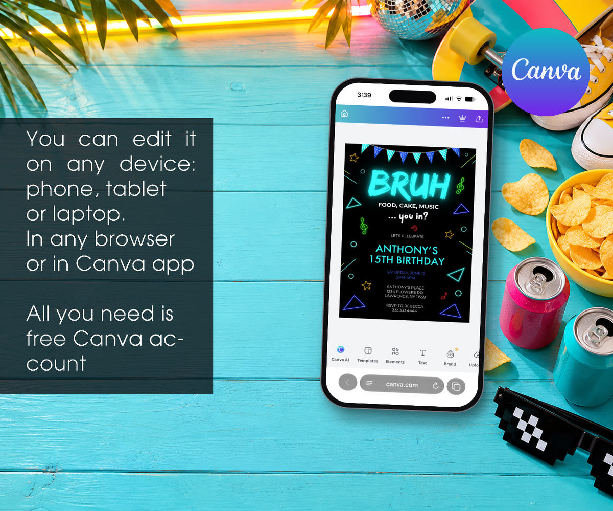 Bruh Music Invitation mockup